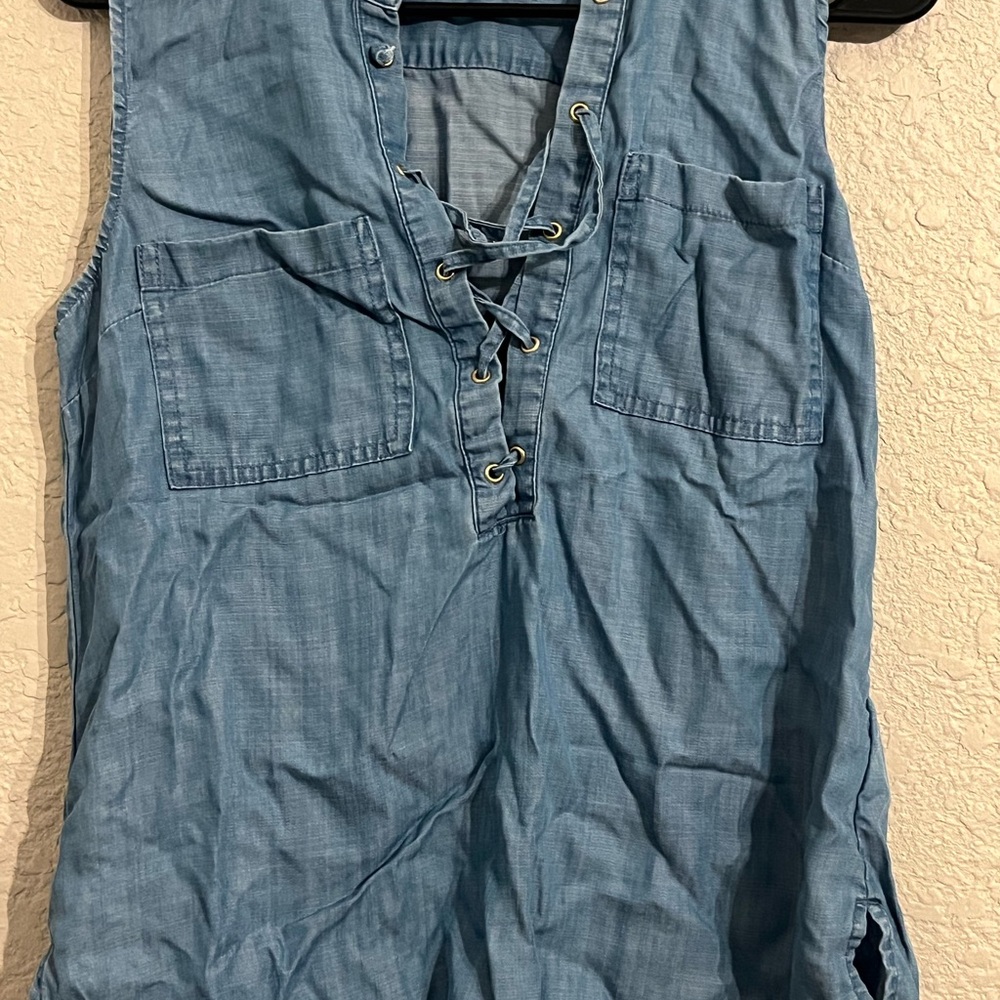 Guess Blue Lace-Up Sleeveless Top